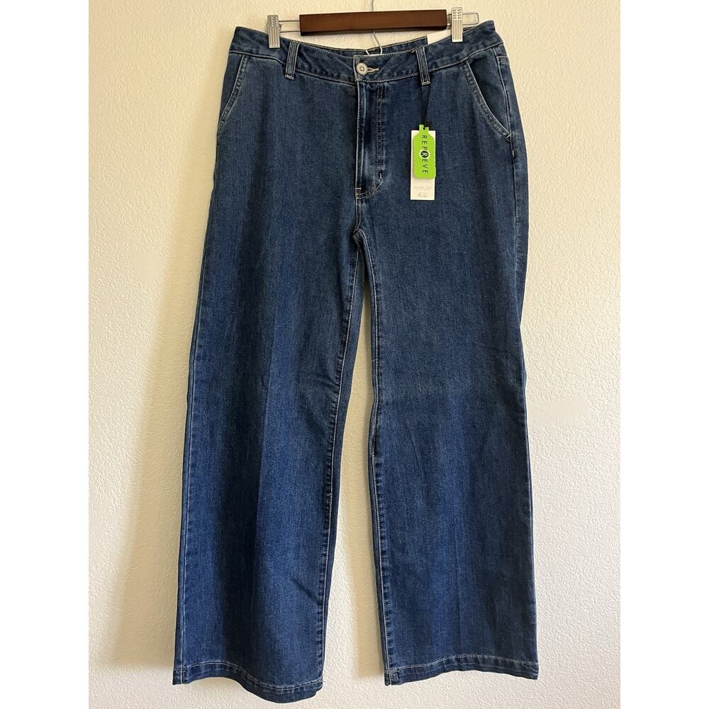 RACHEL ZOE High Rize Wide Leg Blue Jeans Recycled Fabrics Size 12 NWT